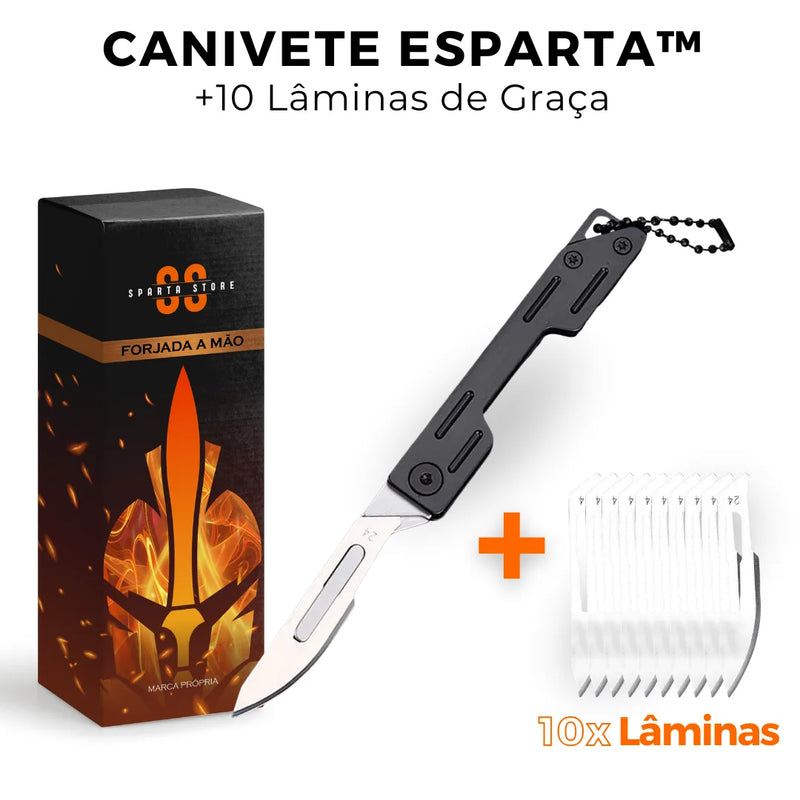 Canivete Esparta™ • 100% Aço Inoxidável (+10 LÂMINAS GRÁTIS)