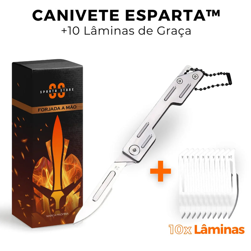 Canivete Esparta™ • 100% Aço Inoxidável (+10 LÂMINAS GRÁTIS)