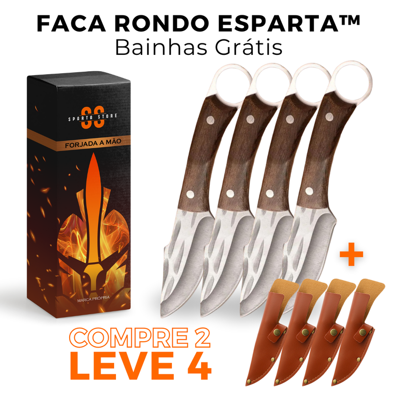 (COMPRE 2 LEVE 4) Combo 4 Facas Rondo Esparta™  • 100% Forjadas a Mão + Bainhas Grátis