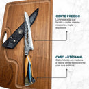 Faca Artesanal Aço Carbono 9” Folha  Cabo com Isca Artificial Pesca • 100% Forjada à Mão (+Bainha de Couro Grátis)
