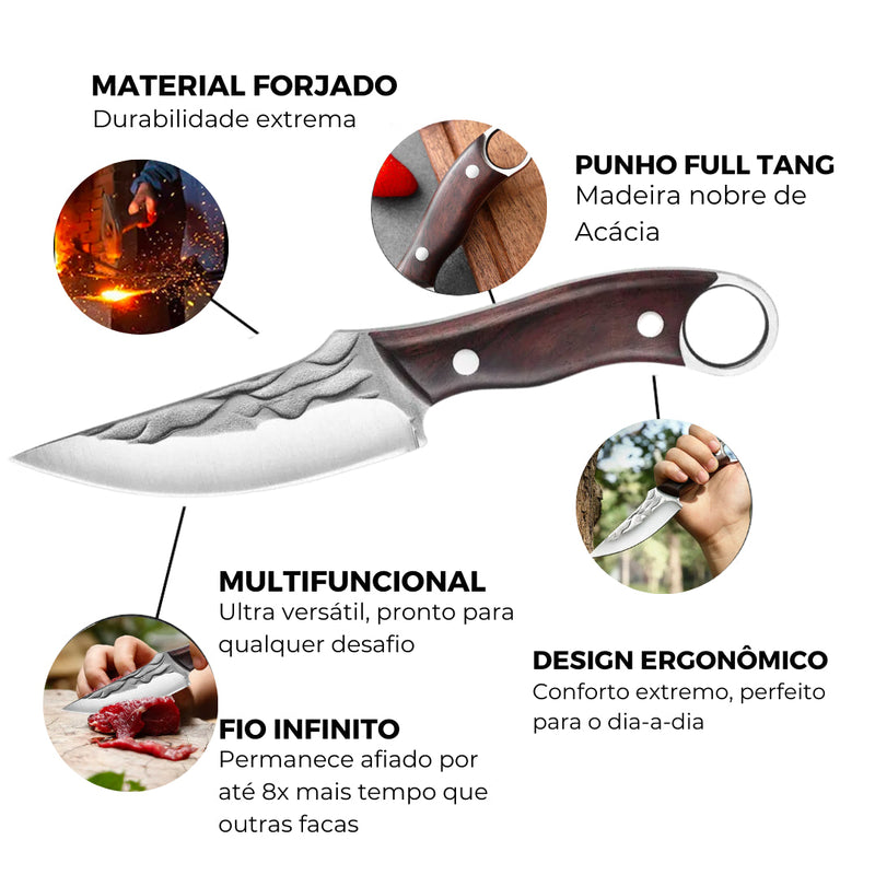 Faca Profissional Forjada à Mão + Bainha • Faca Apollo Esparta™